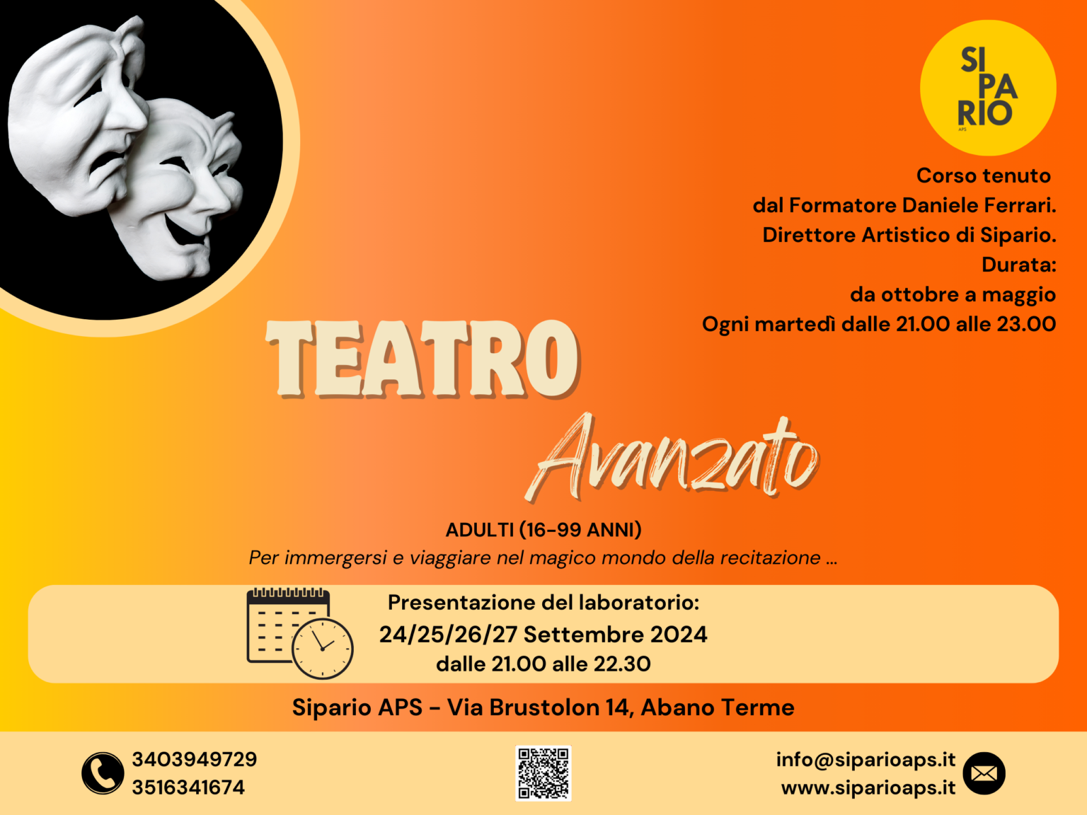 Presentazione del Nuovo Laboratorio di Teatro Avanzato – Sipario APS