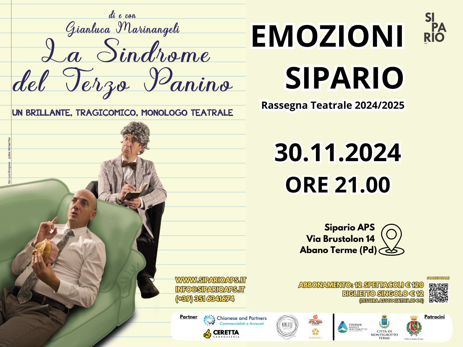 LA SINDROME DEL TERZO PANINO – RASSEGNA TEATRALE EMOZIONI SIPARIO