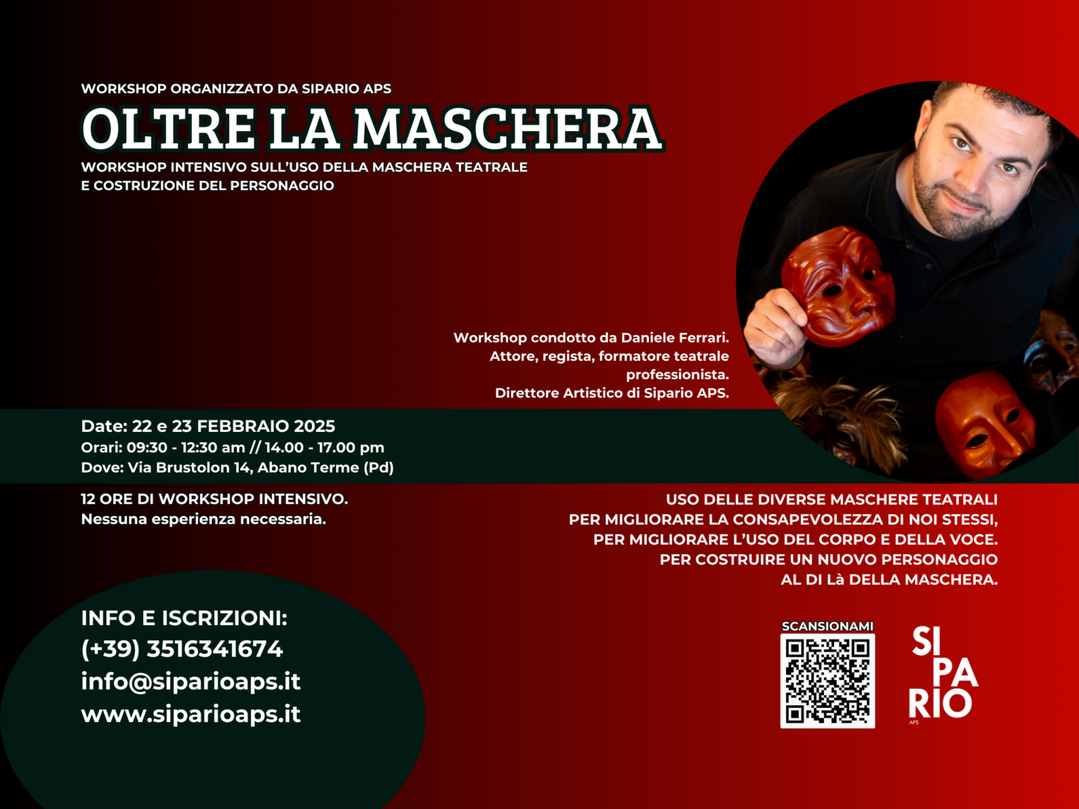 OLTRE LA MASCHERA – Workshop condotto da Daniele Ferrari sull’uso della maschera teatrale